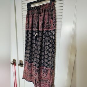 Eya Collection Women's 100% Silk Wide Leg Paisley Patterned Pants Size XS/S